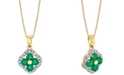 Macy's Emerald (3/4 ct. t.w.) & Diamond (1/5 ct. t.w.) Clover 18" Pendant Necklace in 14k Gold